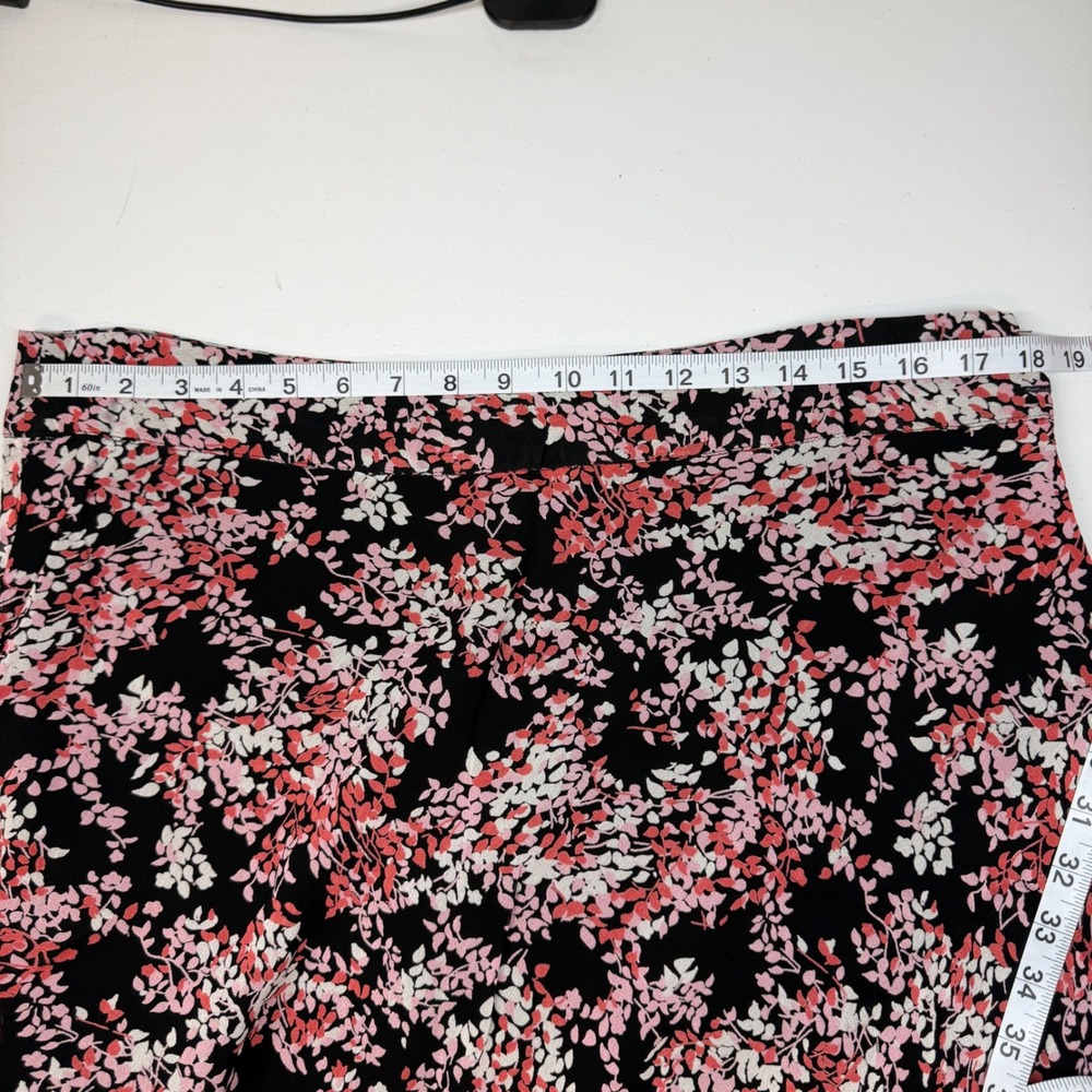 Style Co Woman 16W Black Pink Floral Print Midi Skirt Whimsigoth Flowy Coquette - Picture 7 of 8